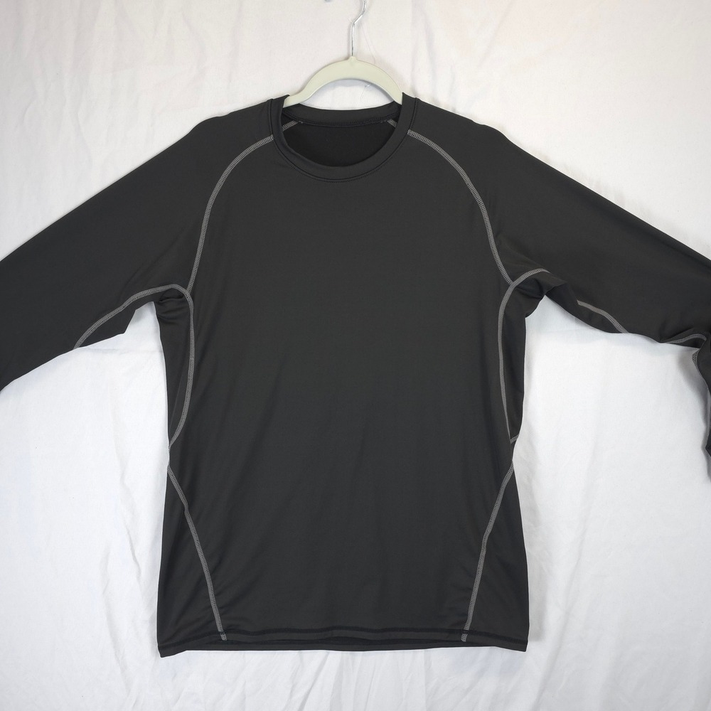 Men Black‎ Long Sleeve Set of 2 Layering Shirt Stretch Grey Stitching Men L